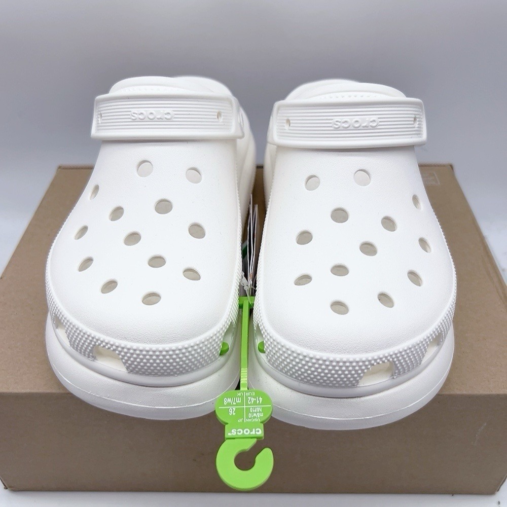 Crocs Classic Crush Platform White Perforated Slip On Clog Shoes Womens US 10 - Picture 2 of 10